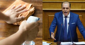 Μια ανεξήγητη επιθυμία να καθαρίσει δύο φορές το βήμα της Βουλής μετά από κάθε ομιλία του Κυριάκου Βελόπουλου νιώθει υπάλληλος του κοινοβουλίου